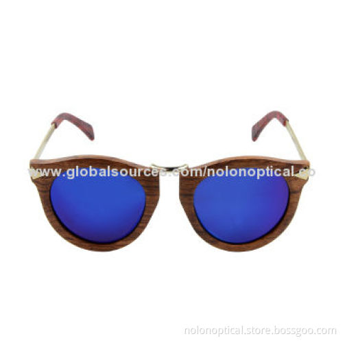 Rosewood sunglasses with metal temple and coating lens, CE/FDA